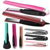 Cordless titanium plate hair straightener private label plancha de cabello mini ceramic new straighter flat iron with teeth comb